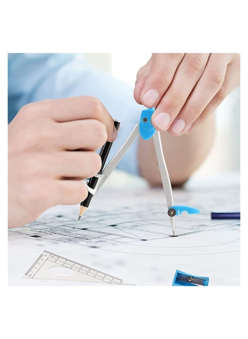 Geometry Kit 10 Piece Math Tool Kit Compass Protractor Pencil Eraser Sharpener Square Triangle Ruler Lead - Image 3